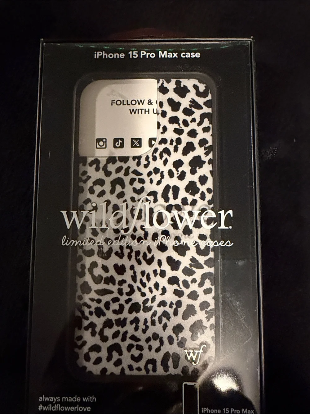 Wildflower iPhone 15 Pro Max Case - White & Black Leopard Print